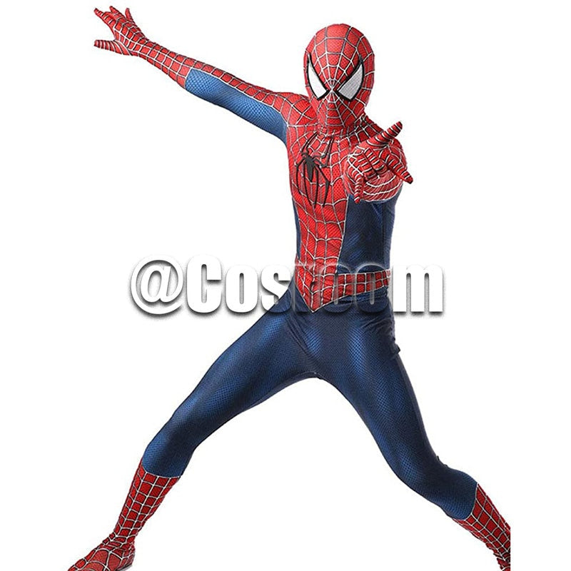 Tobey Maguire Spiderman Costume Black/Red Raimi Spider Man Cosplay Superhero Zentai Suit Halloween Costumes for Adults/Kids