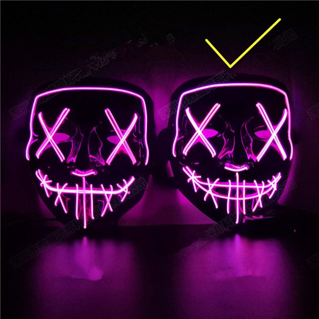 Halloween Decoration LED Mask Light Up Party Neon Mask Cosplay Horror V for Vendetta Halloween Party Decor Props Accessories