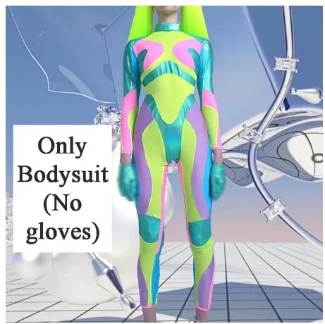 Green Holographic Bodysuit Gogo Costume for Dancers