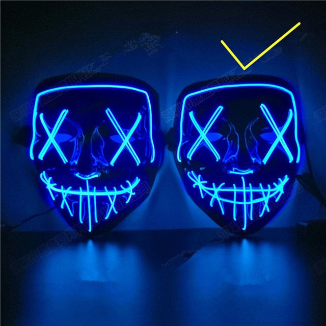 Halloween Decoration LED Mask Light Up Party Neon Mask Cosplay Horror V for Vendetta Halloween Party Decor Props Accessories