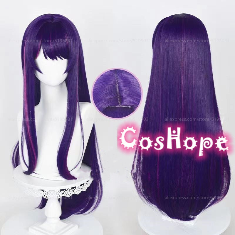 Oshi No Ko Hoshino Ai Cosplay Wig 80cm Long Dark Purple Rose Pink Wig Cosplay Anime Cosplay Wigs Heat Resistant Synthetic Wigs