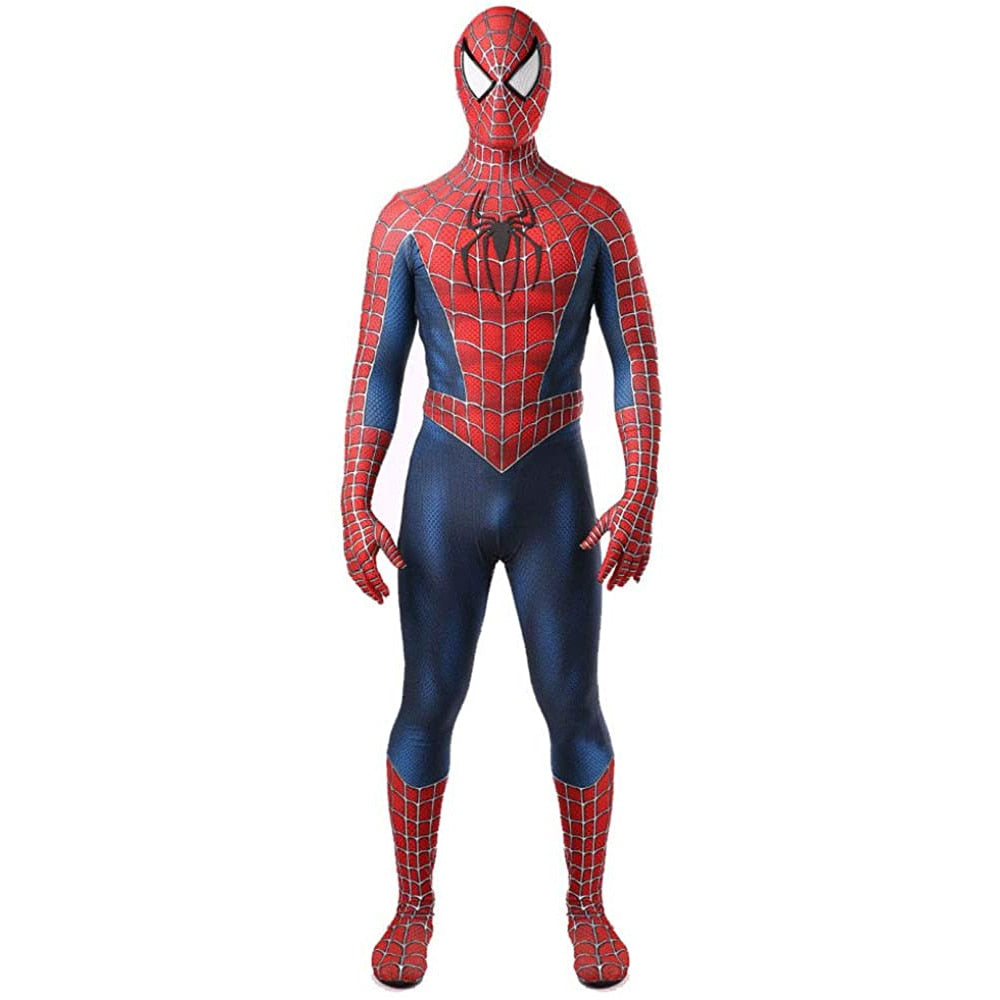 Tobey Maguire Spiderman Costume Black/Red Raimi Spider Man Cosplay Superhero Zentai Suit Halloween Costumes for Adults/Kids