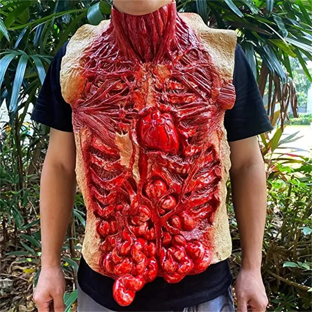 Gory Bloody Torso Chest Piece Gory Zombie Chest Piece Apron Halloween Masquerade  Guts Heart Vest Fancy Dress Prop