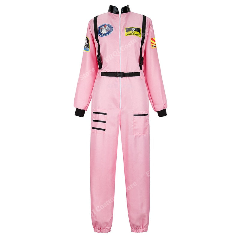 Astronaut Costume Space Suit for Adult Cosplay Costumes Zipper Halloween Costume Couple Flight Jumpsuit Plus Size Uniform