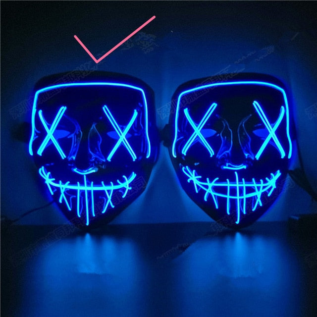 Halloween Decoration LED Mask Light Up Party Neon Mask Cosplay Horror V for Vendetta Halloween Party Decor Props Accessories