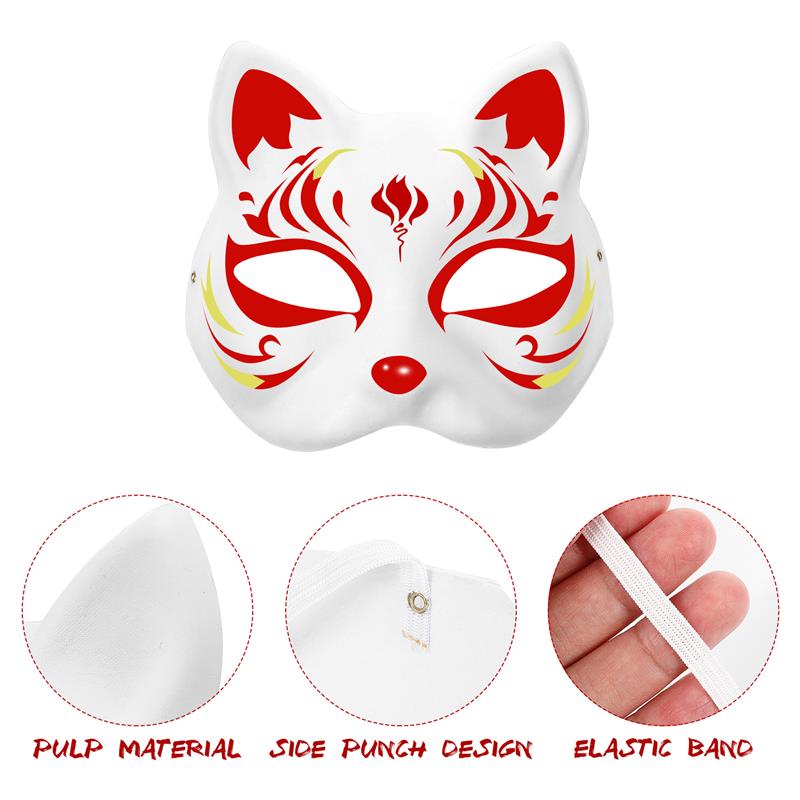 5/1Pcs Japanese Mask Half Face Hand-painted Cat Fox Mask Anime Demon Slayer Masquerade Halloween Festival Cosplay Prop