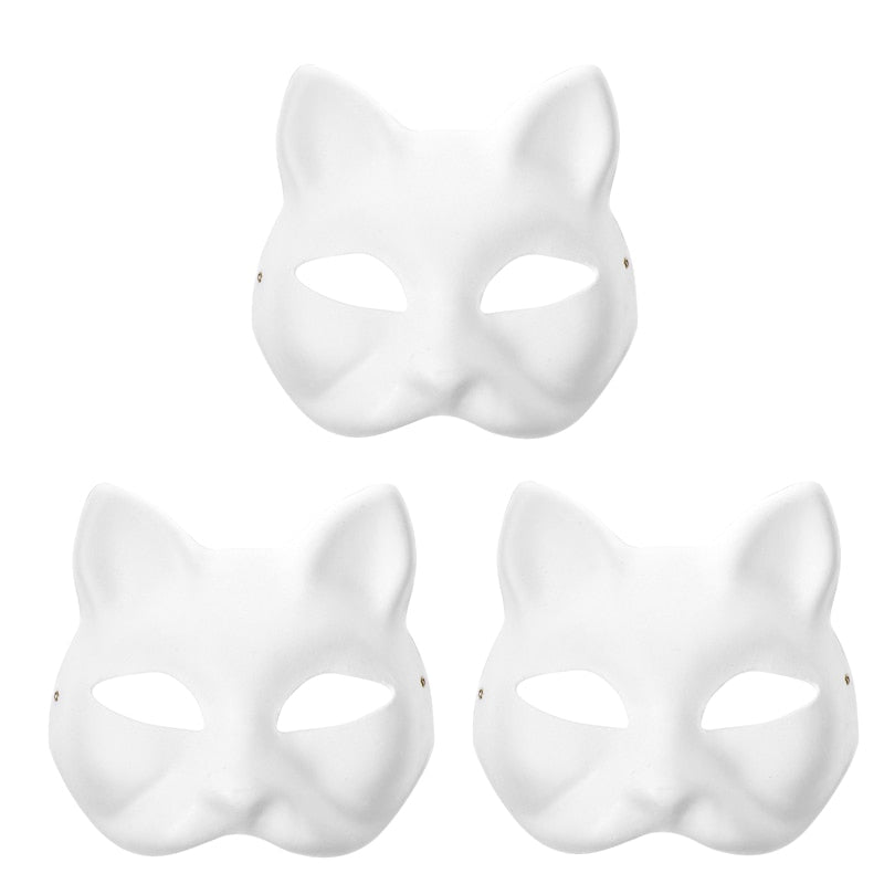 5/1Pcs Japanese Mask Half Face Hand-painted Cat Fox Mask Anime Demon Slayer Masquerade Halloween Festival Cosplay Prop