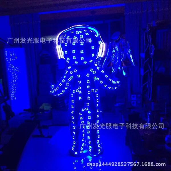 Nightclub DJ Mascot Light Up Robot Clothing Stage Doll Cosplay Glowing Suit Adult LED Suits Luminous Costumes