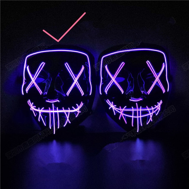 Halloween Decoration LED Mask Light Up Party Neon Mask Cosplay Horror V for Vendetta Halloween Party Decor Props Accessories