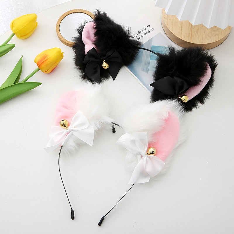 Beautiful Masquerade Halloween Cat Ears Headwear Cosplay Cat Ear Anime Party Costume Bell Headwear Headband Hair Accessories