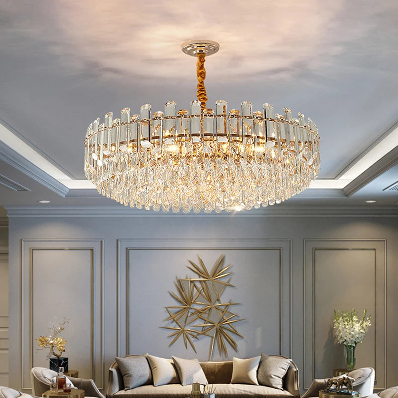 Nordic K9 Crystal Luxury Chandeliers Gold Gray Lighting Dining Living Room Bedroom Kitchen Island Lights Indoor Hanging Light