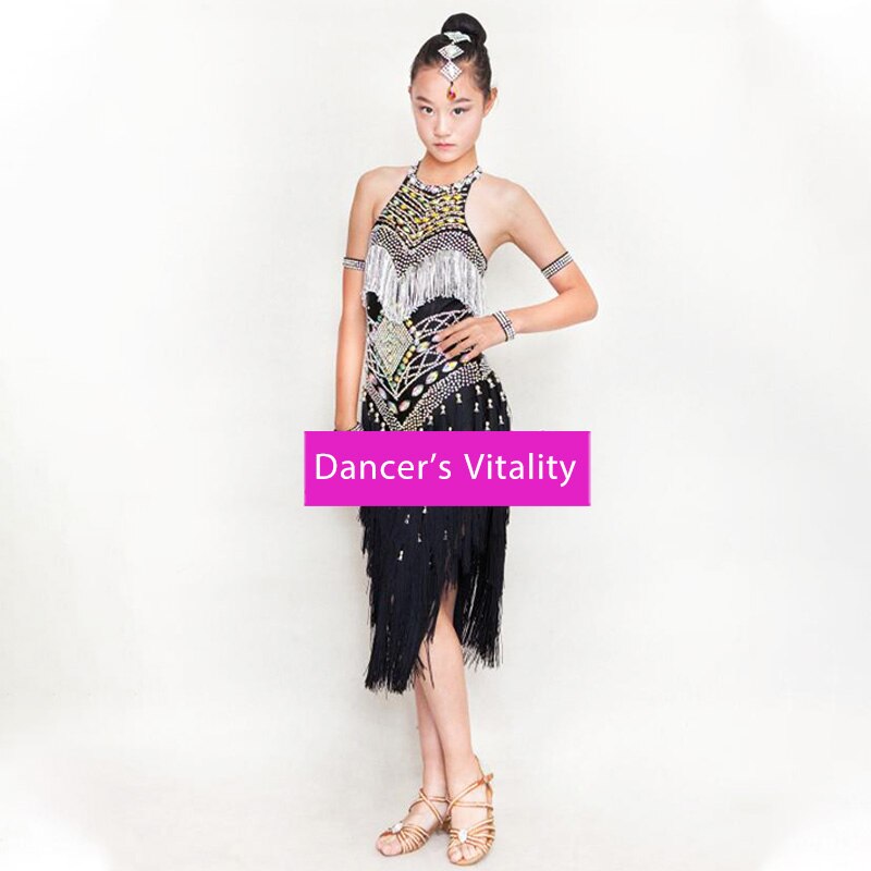 Latin Dance Clothes High-End New Children's Sexy Dress Performance Clothing Female Adult Competition Tassel Skirt