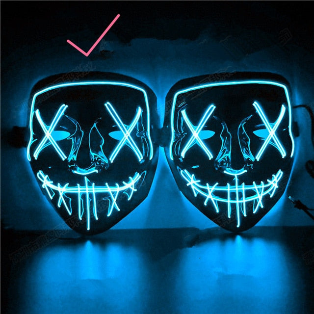 Halloween Decoration LED Mask Light Up Party Neon Mask Cosplay Horror V for Vendetta Halloween Party Decor Props Accessories