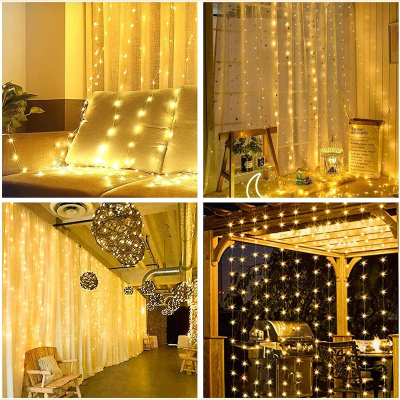 Seasonal 3M LED Lights String Fairy Decoration USB Holiday Curtain Garland Lamp 8 Mode For Home Garden Christmas Party New Year Wedding