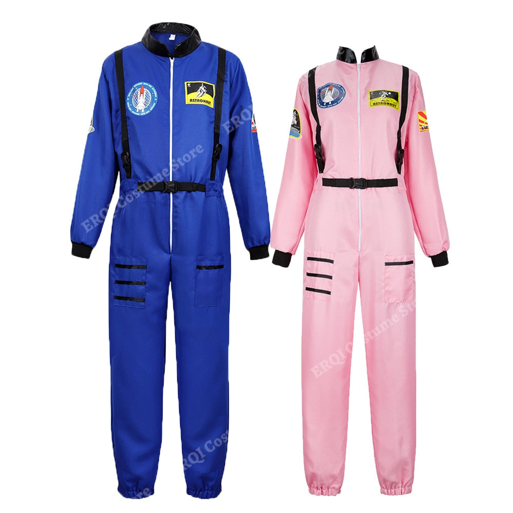 Astronaut Costume Space Suit for Adult Cosplay Costumes Zipper Halloween Costume Couple Flight Jumpsuit Plus Size Uniform