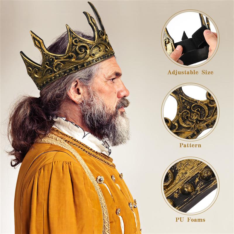 Crown King For Men Crowns Halloween Costume Kings Partymedieval Prom Boysroyal Vintage Witch Headdress Headwear(Random Pattern)