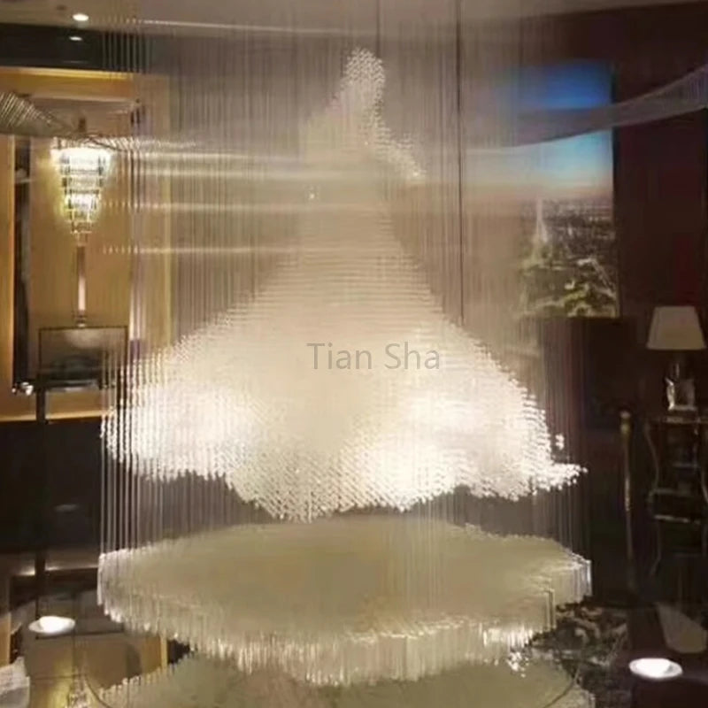 Customized Horse Sculpture Hotel Lobby Villa Salon Decoration Large Project LED Crystal Pendant Lighting Device