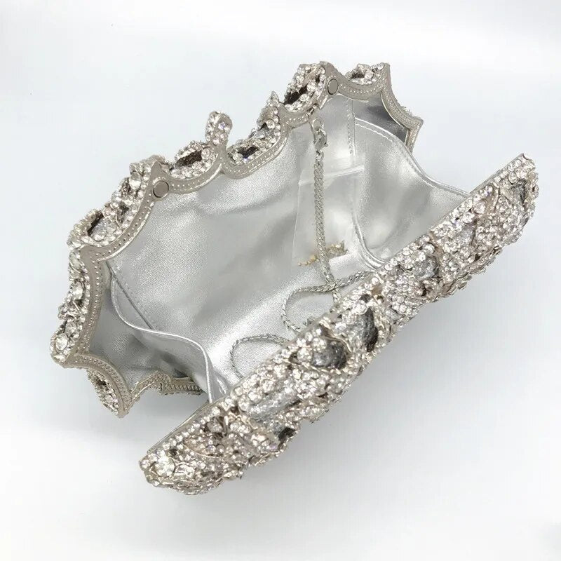 Golden Silver Color Stones Money Clutch Bag Women Crystal Clutches Bridal Handbags Wedding Party Cocktail Minaudiere Bag Purse