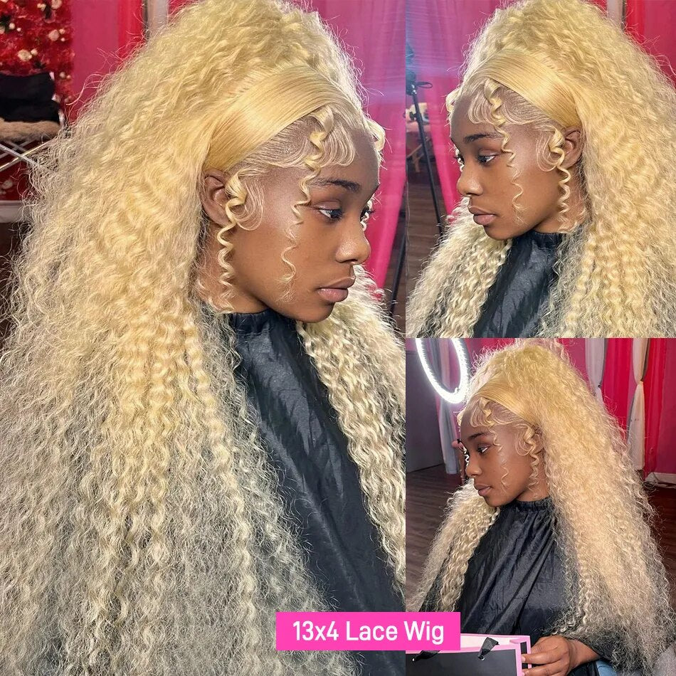 13x6 Honey Blonde Water Wave HD Transparent Lace Frontal Wig