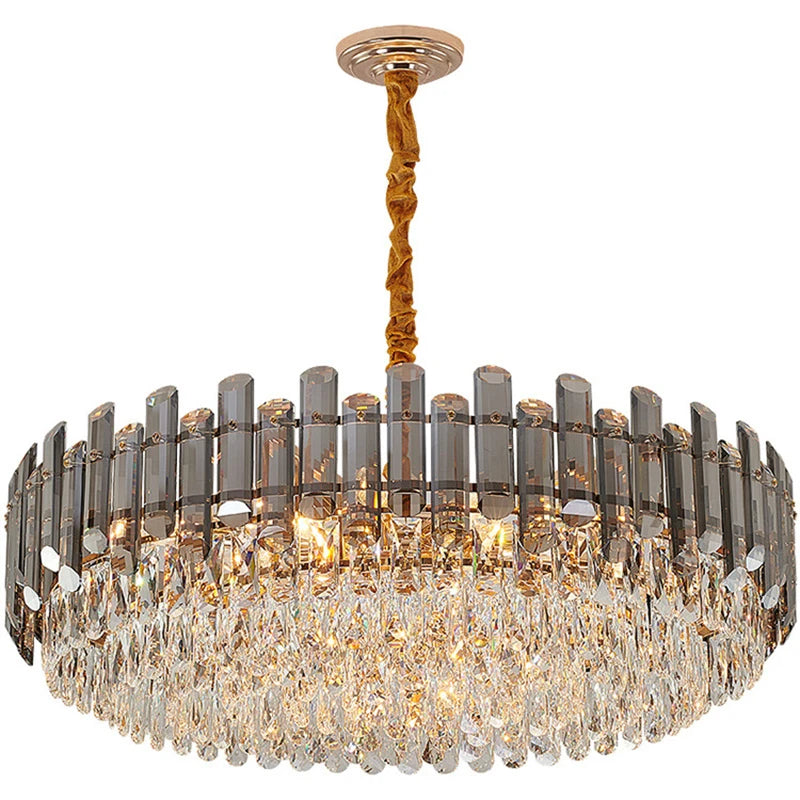 Nordic K9 Crystal Luxury Chandeliers Gold Gray Lighting Dining Living Room Bedroom Kitchen Island Lights Indoor Hanging Light