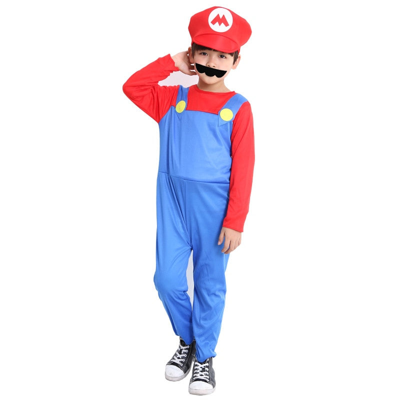 Game Anime Cosplay Halloween Costumes Funny Super Brother Bros Children Fantasia Cosplay Jumpsuit Xmas Carnival Adult Woman Suit