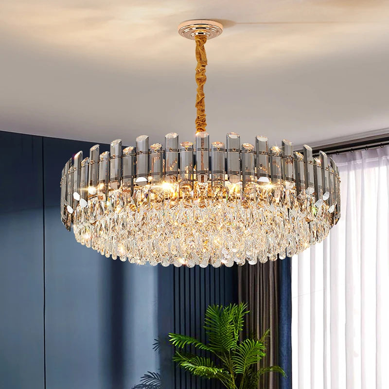 Nordic K9 Crystal Luxury Chandeliers Gold Gray Lighting Dining Living Room Bedroom Kitchen Island Lights Indoor Hanging Light