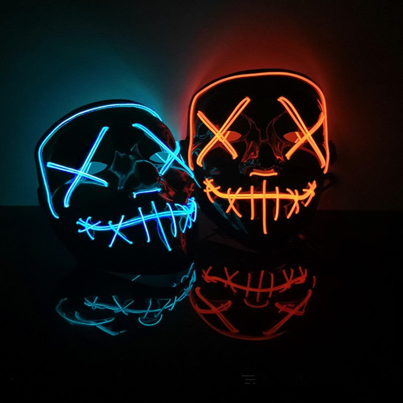 Halloween Decoration LED Mask Light Up Party Neon Mask Cosplay Horror V for Vendetta Halloween Party Decor Props Accessories