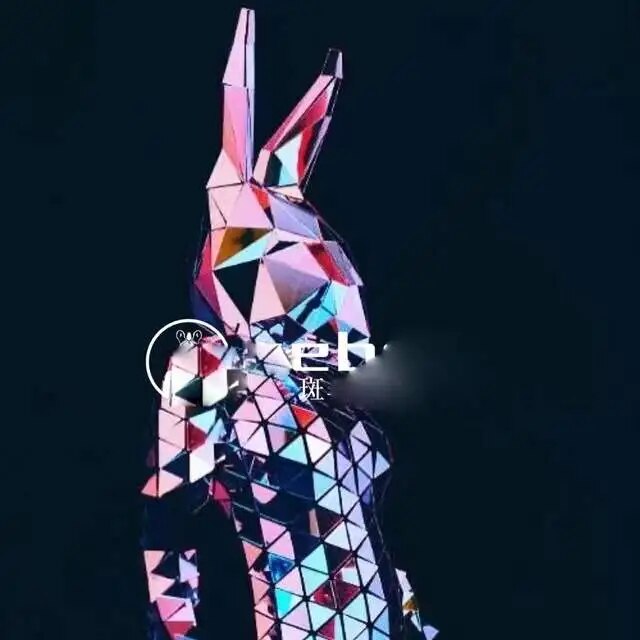 Silver Mirror Bunny: Futuristic Nightclub Chic