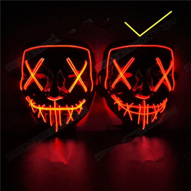 Halloween Decoration LED Mask Light Up Party Neon Mask Cosplay Horror V for Vendetta Halloween Party Decor Props Accessories