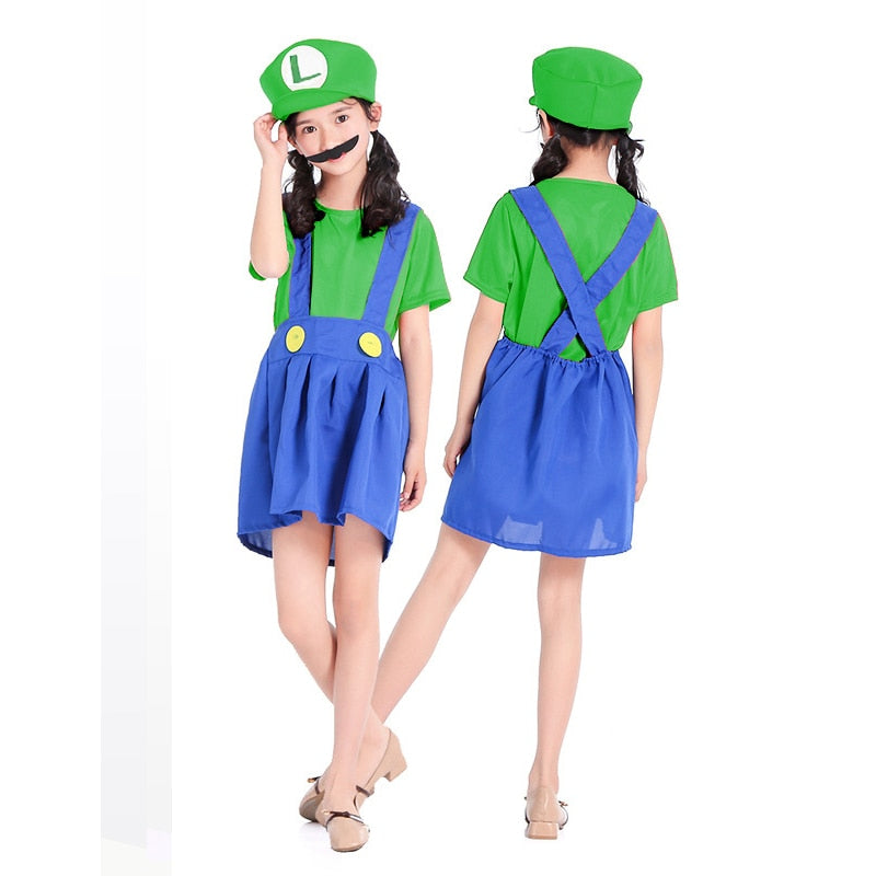 Game Anime Cosplay Halloween Costumes Funny Super Brother Bros Children Fantasia Cosplay Jumpsuit Xmas Carnival Adult Woman Suit