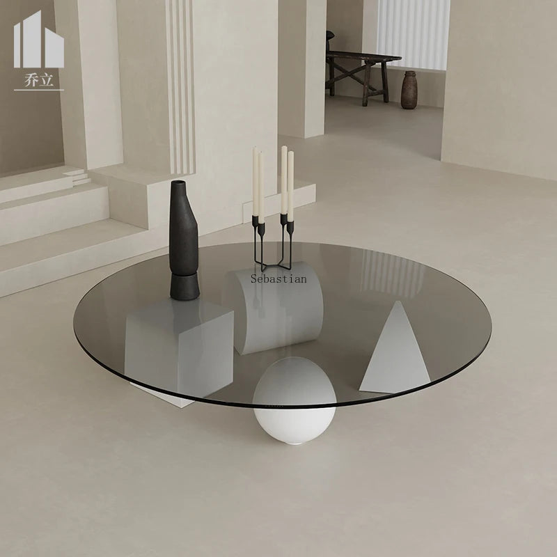 Modern Luxury Glass Living Room, Home Balcony, Creative Geometric Art, Circular Tea Making Table