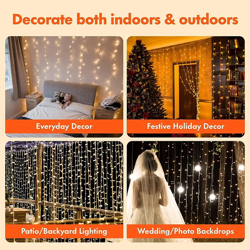 Seasonal 3M LED Lights String Fairy Decoration USB Holiday Curtain Garland Lamp 8 Mode For Home Garden Christmas Party New Year Wedding