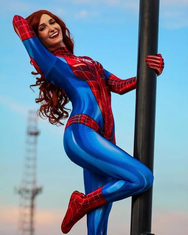 Halloween Adults Kids MJ Spiderman Cosplay Costume Female Woman Mary Jane Watson Girls Zentai Bodysuit