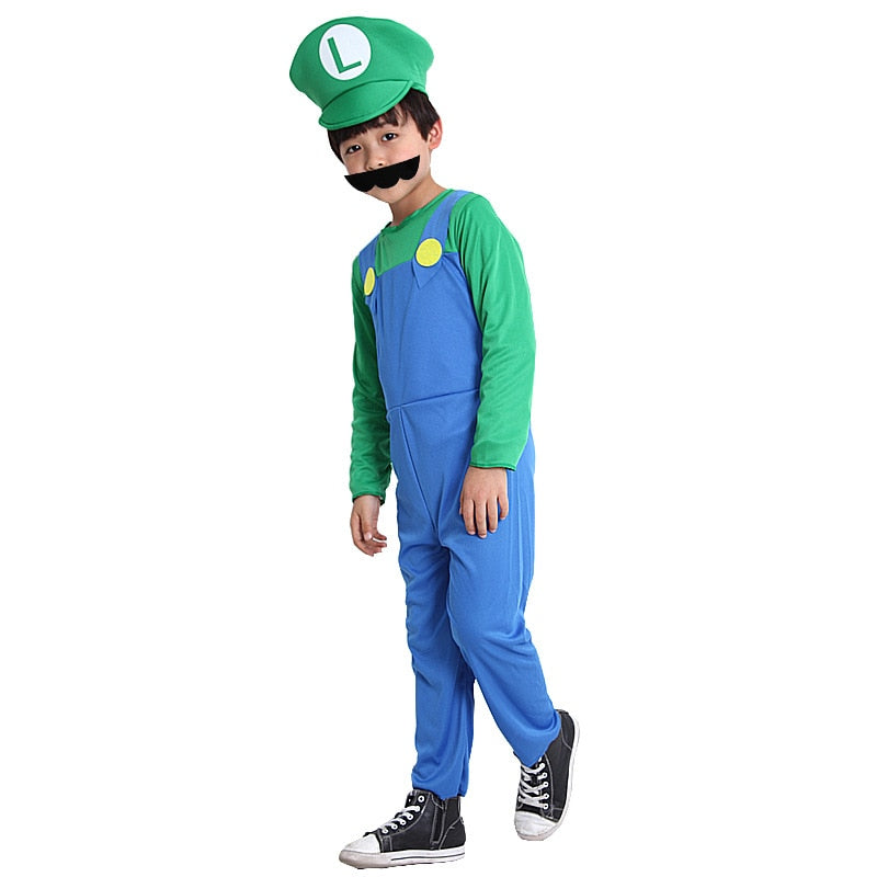 Game Anime Cosplay Halloween Costumes Funny Super Brother Bros Children Fantasia Cosplay Jumpsuit Xmas Carnival Adult Woman Suit