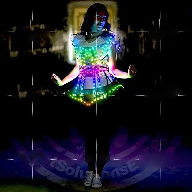 sexy gogo flashing lights DS show theme party costume Technology LED Dresses Bar business performance luminous dress
