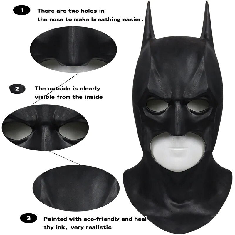 P-Jsmen Adult Dark Knight Cosplay Costume Bruce Wayne Jumpsuit Superhero Battle Costume Printing Halloween Bat Outfit + Mask