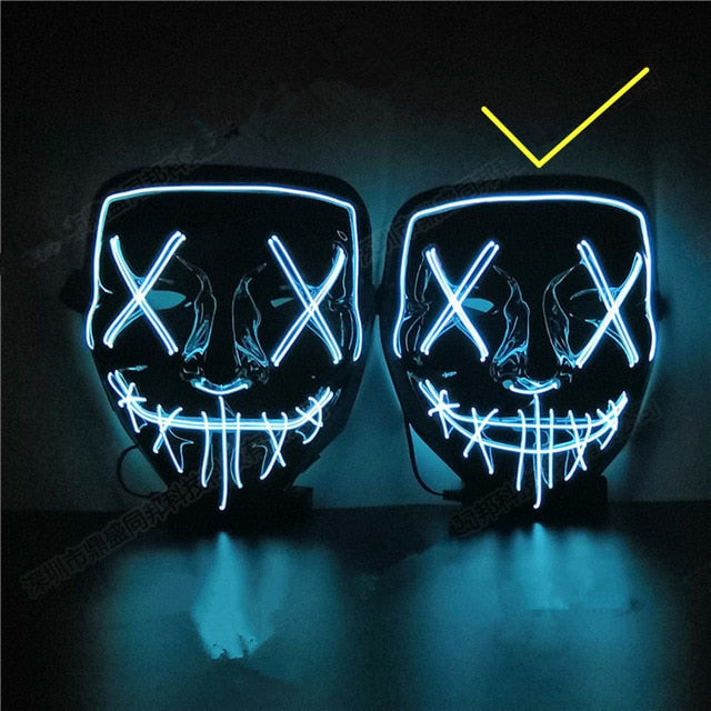 Halloween Decoration LED Mask Light Up Party Neon Mask Cosplay Horror V for Vendetta Halloween Party Decor Props Accessories