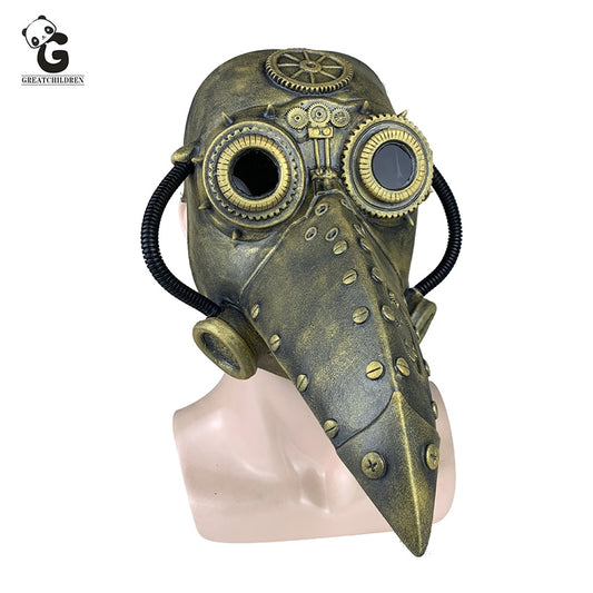 Plague Doctor Schnabel Masks Pipe Latex Steam Punks Black Death Horror Halloween Cosplay Mechanical Beak Masks Prop Carnival