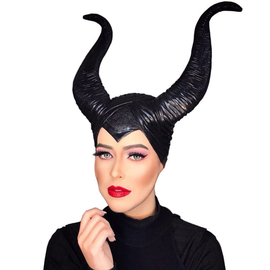 Girls Horns Hat Black Queen Cosplay Headpiece Women Halloween Costumes Anime Witch Headdress Party Props