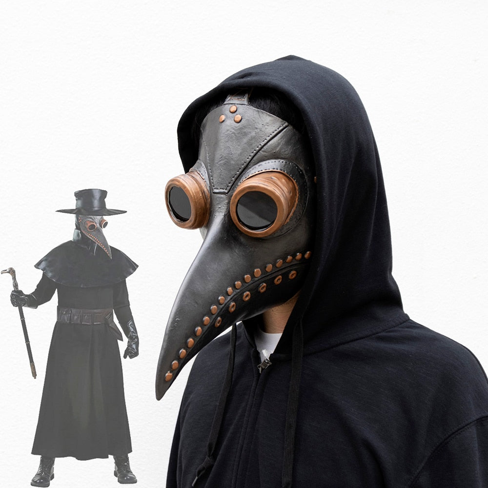 Plague Doctor Mask Cosplay Anime Latex Face Masks Long Nose Bird Beak Steampunk Halloween Masque Costume Props