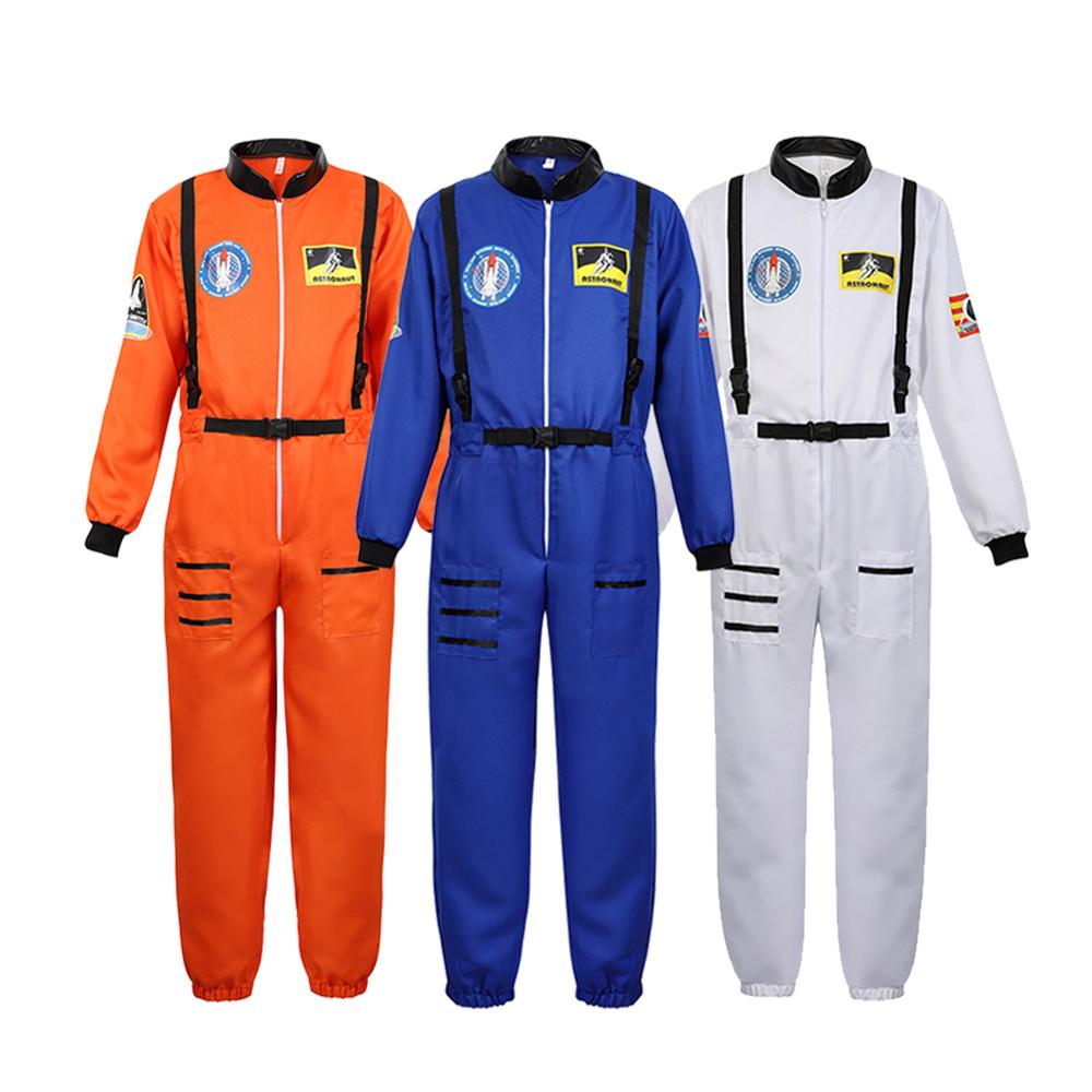 Astronaut Costume Space Suit for Adult Cosplay Costumes Zipper Halloween Costume Couple Flight Jumpsuit Plus Size Uniform