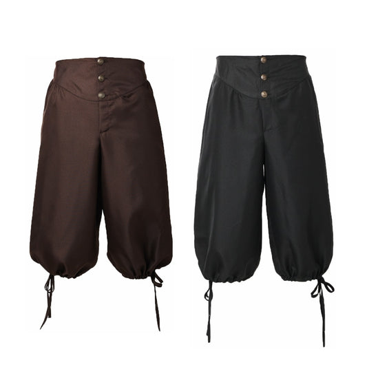 Pirate Costume Man Pirate Pants Renaissance Medieval Viking Trousers Cosplay Back Lace Up Shorts