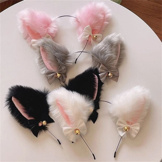 Beautiful Masquerade Halloween Cat Ears Headwear Cosplay Cat Ear Anime Party Costume Bell Headwear Headband Hair Accessories